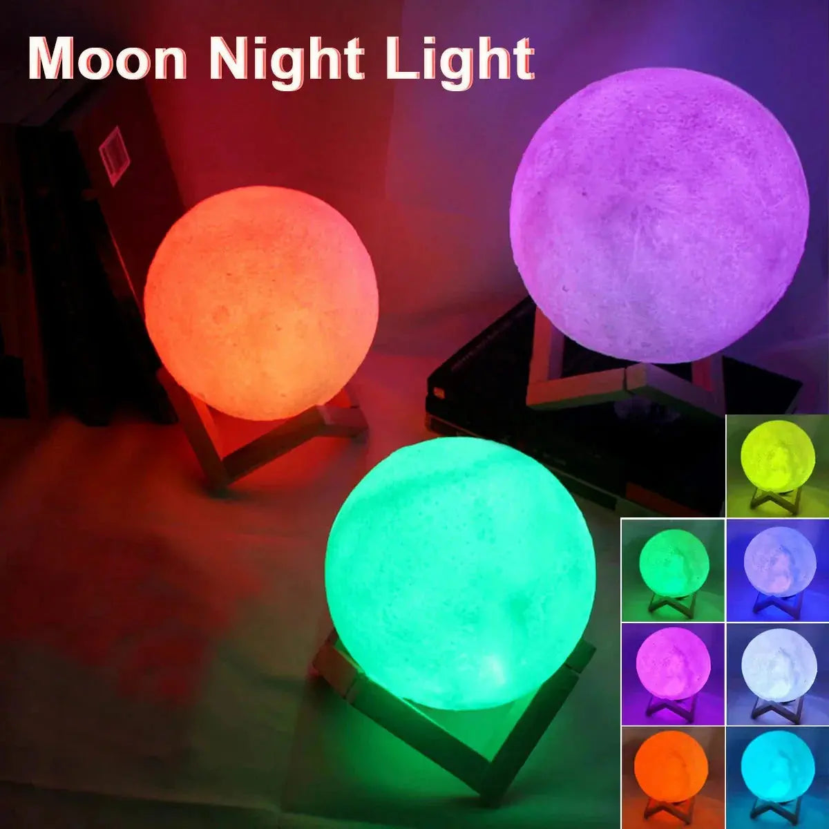 D5 Starry Moon Lamp 8Cm - LED Night Light with Stand, Perfect for Bedroom Decor and Gifts