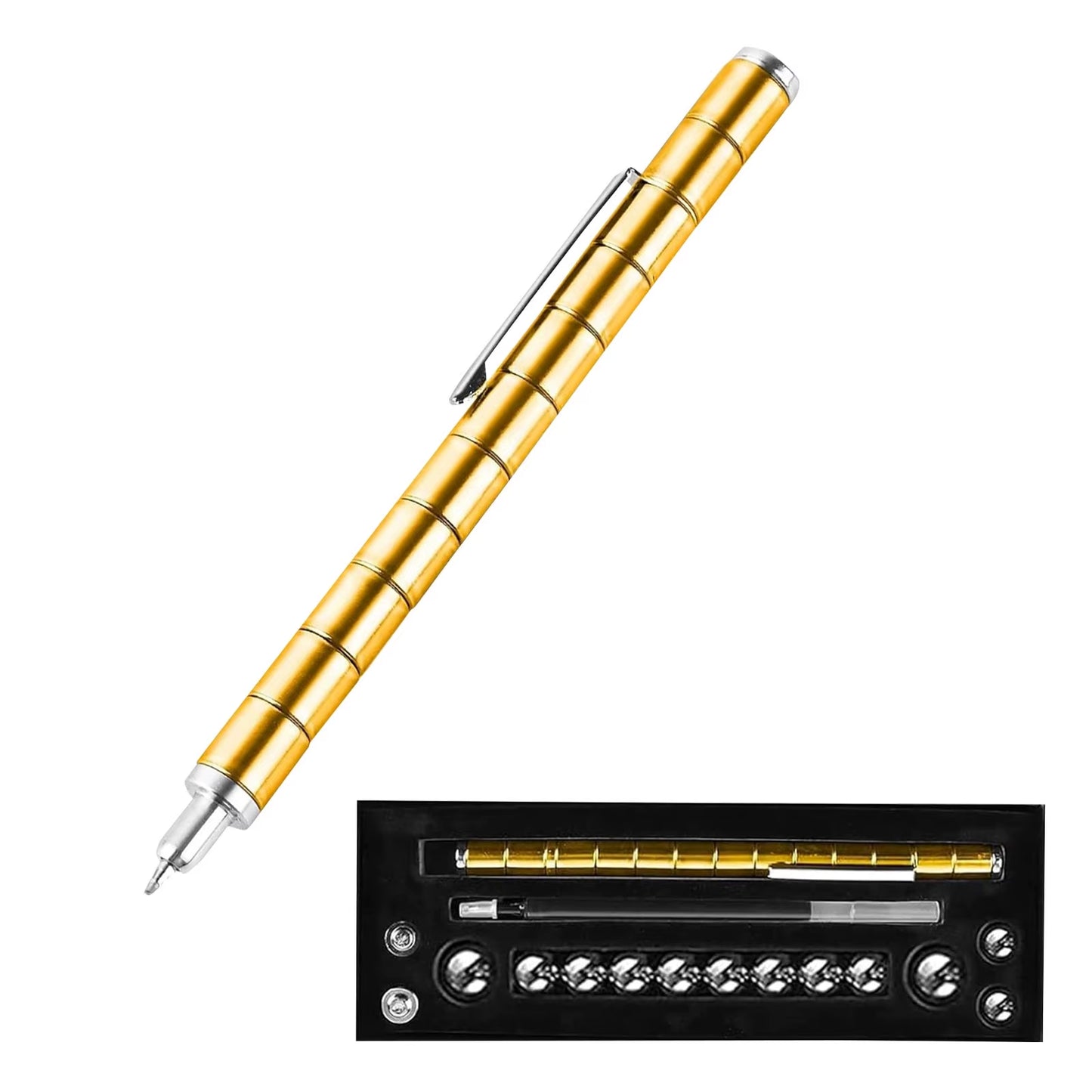 Anxiety Toy Pen, Magnetic Metal Stress Reduction Pen Desk Toy Multifunctional Deformable Writing Pen Children Adult Gift