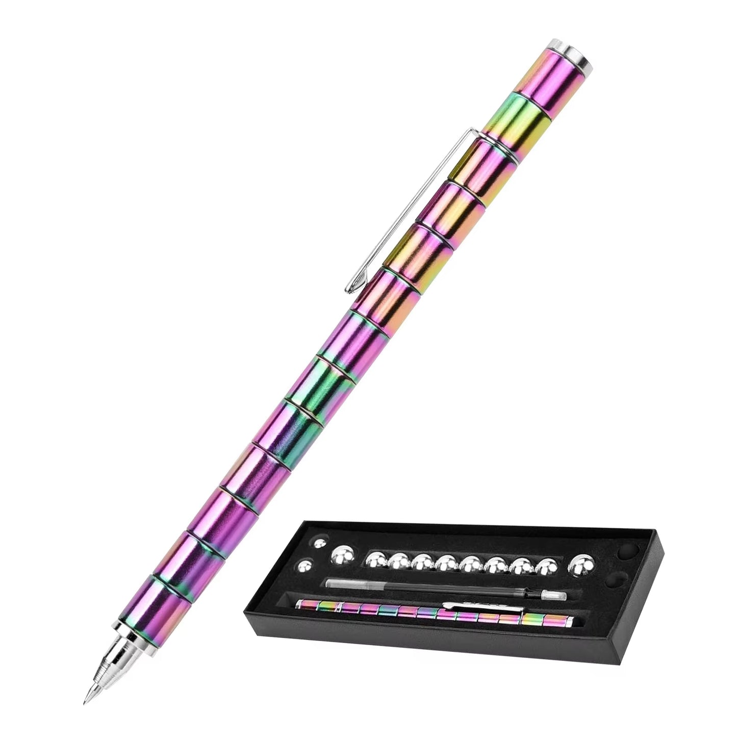 Anxiety Toy Pen, Magnetic Metal Stress Reduction Pen Desk Toy Multifunctional Deformable Writing Pen Children Adult Gift
