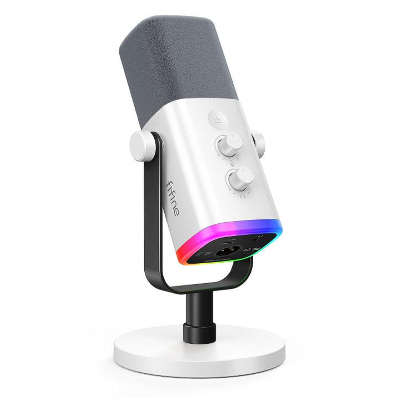 Fifine AM8 XLR/USB Gaming Microphone for Podcast Recording, Dynamic RGB Microphone with Quick Mute, Headphone Jack, Gain Knob, Volume Control, Desktop Computer Mic for PC Gamer, XLR Mic for Audio Interface Mixer