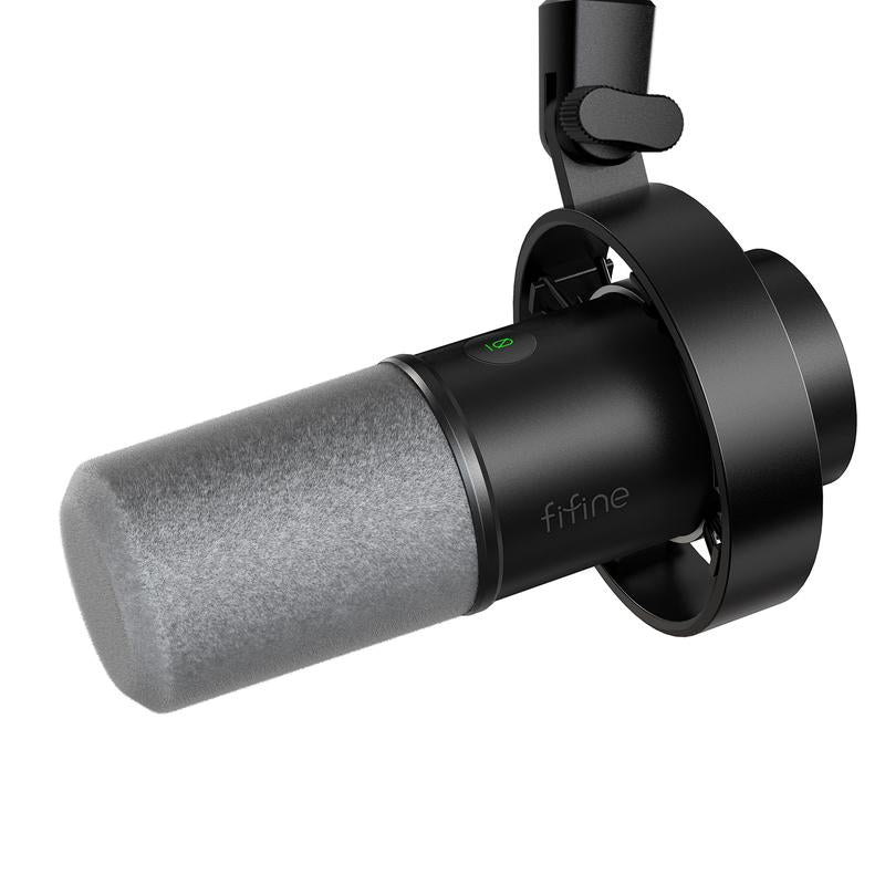 Fifine AM8 XLR/USB Gaming Microphone for Podcast Recording, Dynamic RGB Microphone with Quick Mute, Headphone Jack, Gain Knob, Volume Control, Desktop Computer Mic for PC Gamer, XLR Mic for Audio Interface Mixer