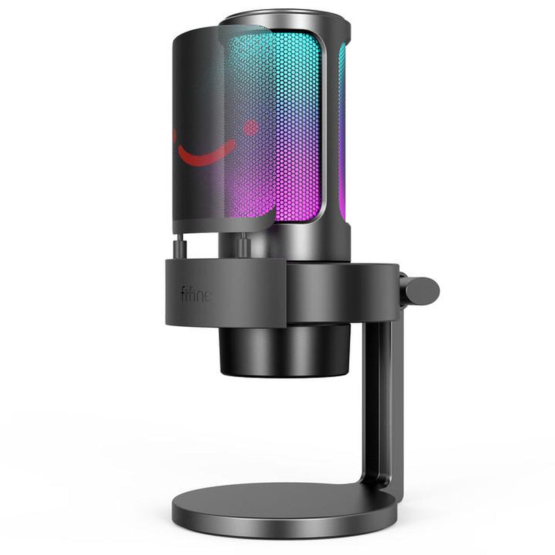 Fifine AM8 XLR/USB Gaming Microphone for Podcast Recording, Dynamic RGB Microphone with Quick Mute, Headphone Jack, Gain Knob, Volume Control, Desktop Computer Mic for PC Gamer, XLR Mic for Audio Interface Mixer